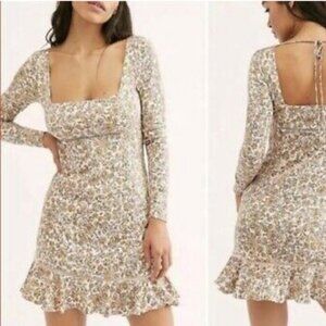 FREE PEOPLE BOHEME MINI DRESS OB1017745 FLORAL IVORY COMBO SIZE 6